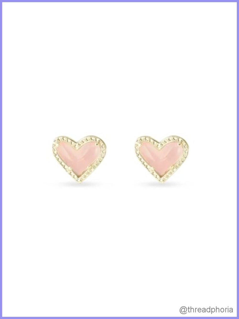 Heart Stud Earrings – 14K Gold Plated Brass, Rose Quartz, Push Back, 1 in
